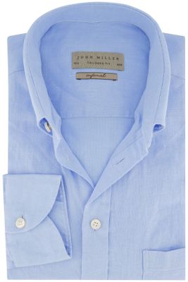 John Miller business overhemd John Miller  lichtblauw effen linnen slim fit 