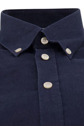 John Miller business overhemd John Miller Tailored Fit normale fit donkerblauw effen linnen