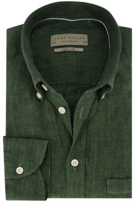 John Miller John Miller business overhemd John Miller Tailored Fit normale fit groen effen linnen