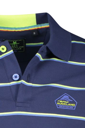 New Zealand polo Godley normale fit donkerblauw gestreept met logo