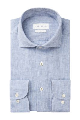Profuomo Gemeleerd overhemd Profuomo linnen blauw