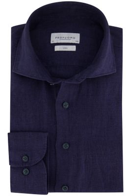 Profuomo Profuomo business overhemd slim fit donkerblauw effen linnen