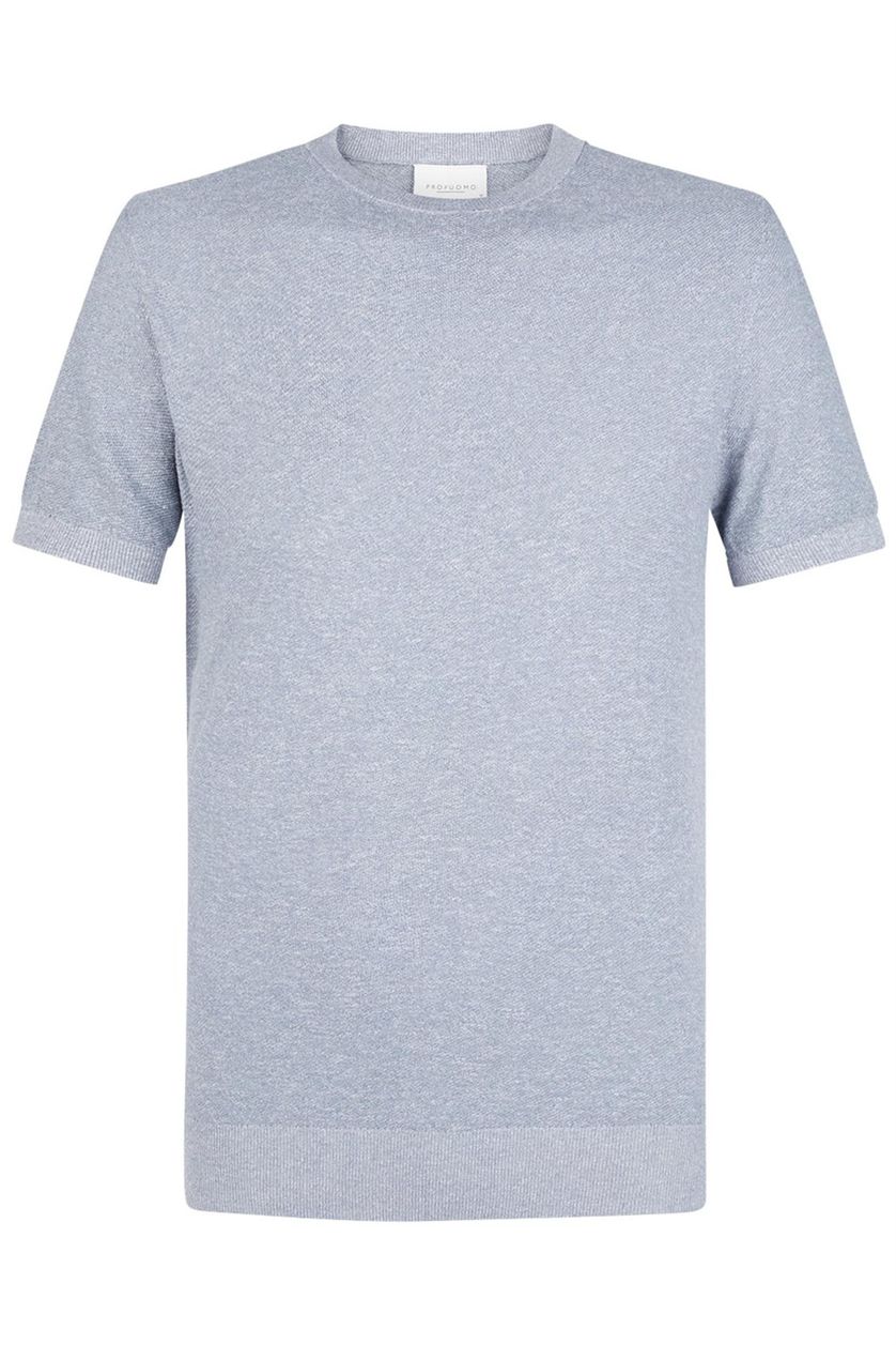 T-shirt Profuomo gemeleer lichtblauw