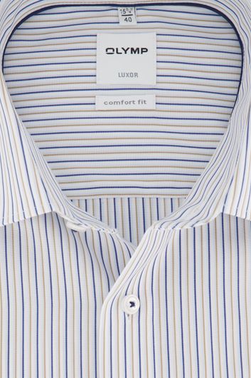Olymp overhemd streepjes blauw beige Comfort Fit