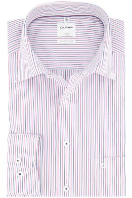 Olymp Olymp Comfort Fit overhemd streep blauw roze