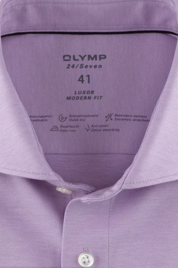 Overhemd Olymp Modern Fit Luxor paars gemeleerd