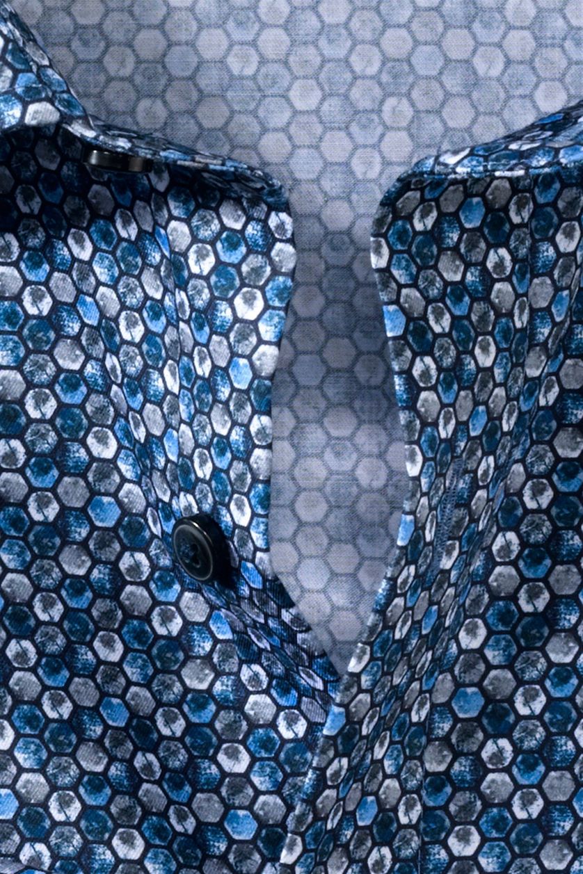 Olymp overhemd blauw geprint Modern Fit