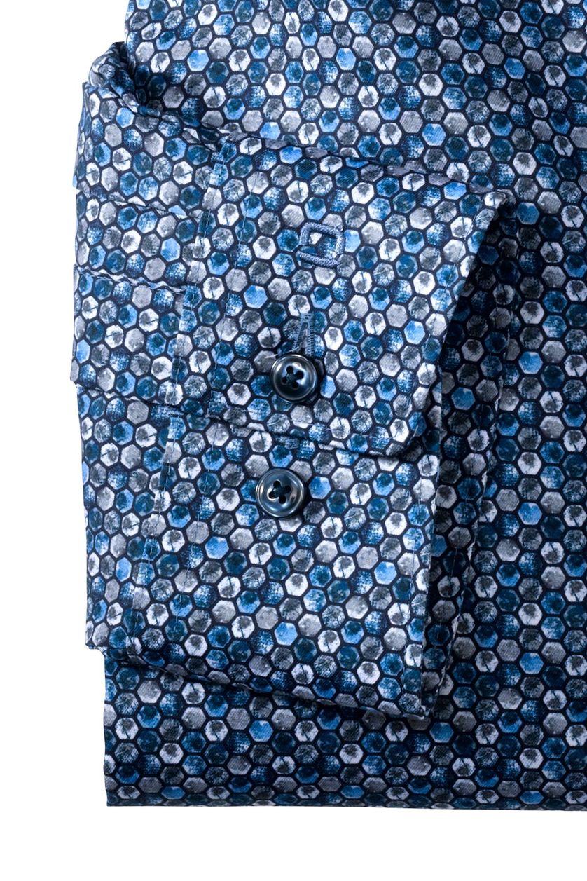 Olymp overhemd blauw geprint Modern Fit