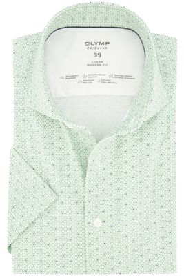 Olymp Olymp overhemd korte mouwen groene print Modern Fit