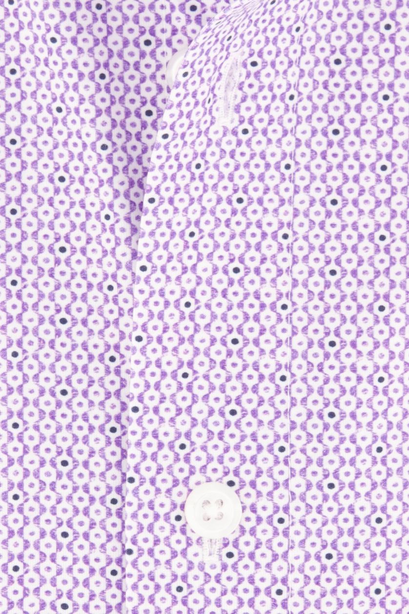 Olymp korte mouw overhemd roze geprint Modern Fit