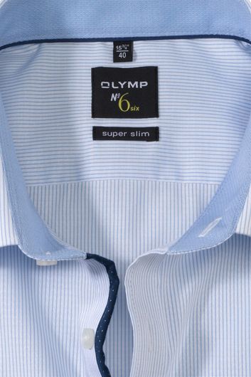 Olymp overhemd mouwlengte 7 No. 6 super slim fit lichtblauw gestreept katoen