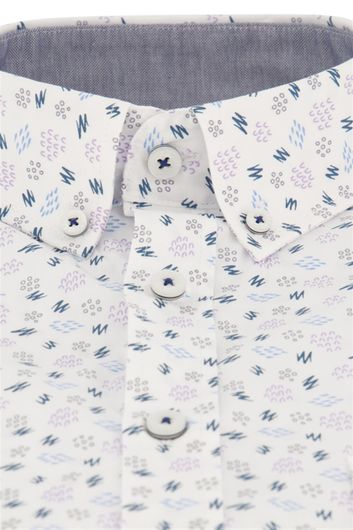 State of Art casual overhemd korte mouw wijde fit wit geprint met borstzak