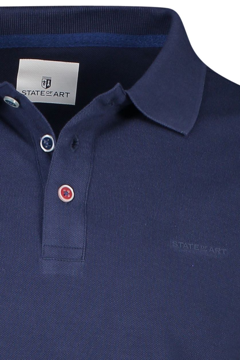 State of Art polo  donkerblauw effen katoen normale fit