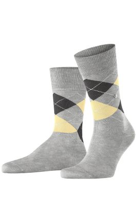 Burlington Burlington Manchester sokken ruitjes grijs en geel