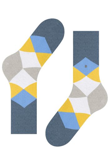 Burlington Clyde sokken geruit blauw met geel