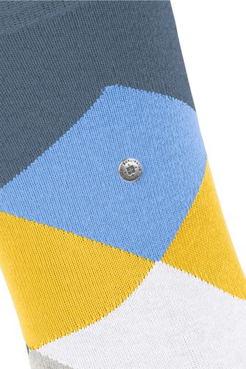 Burlington Clyde sokken geruit blauw met geel