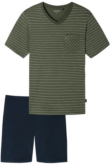 Korte pyjama Schiesser olijfgroen navy