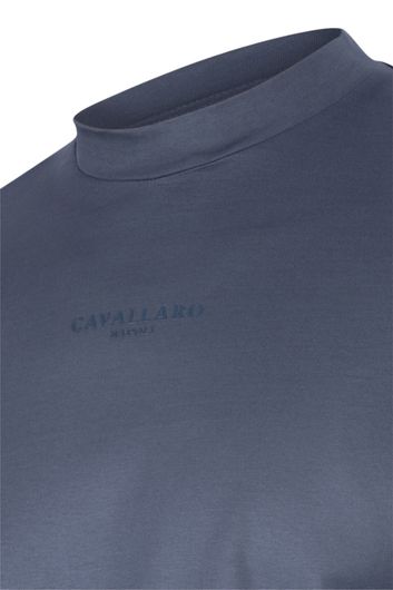 T-shirt Cavallaro donkerblauw effen katoen normale fit