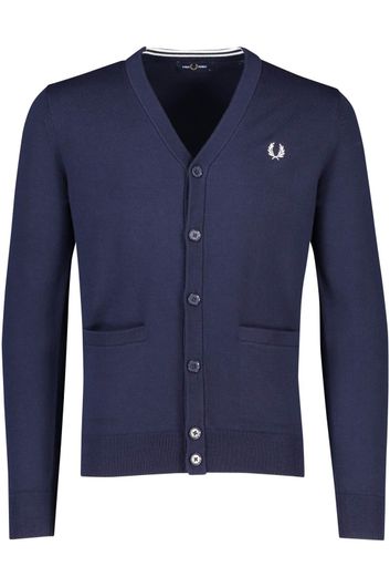 vest Fred Perry donkerblauw effen wol  knopen