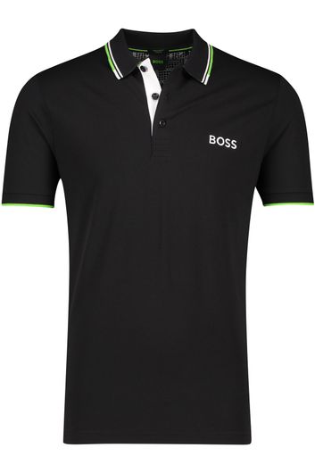 Boss polo regular fit zwart katoen Paddy pro 3-knoops