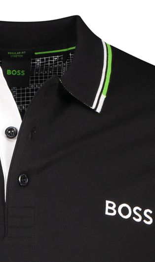 Boss polo regular fit zwart katoen Paddy pro 3-knoops