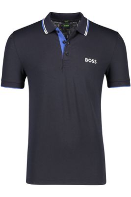 Hugo Boss Hugo Boss polo blauw effen katoen normale fit 3-knoops