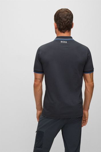 Hugo Boss polo normale fit blauw effen katoen met logo