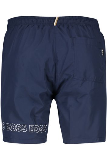 Hugo Boss zwembroek donkerblauw effen met Boss opdruk 