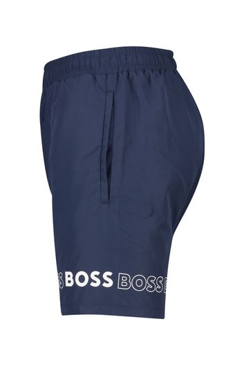 Hugo Boss zwembroek donkerblauw effen met Boss opdruk 
