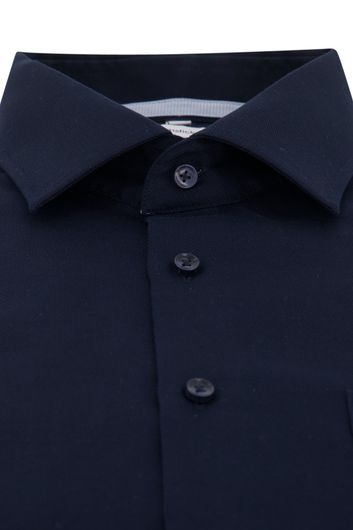 business overhemd Seidensticker donkerblauw effen katoen slim fit 