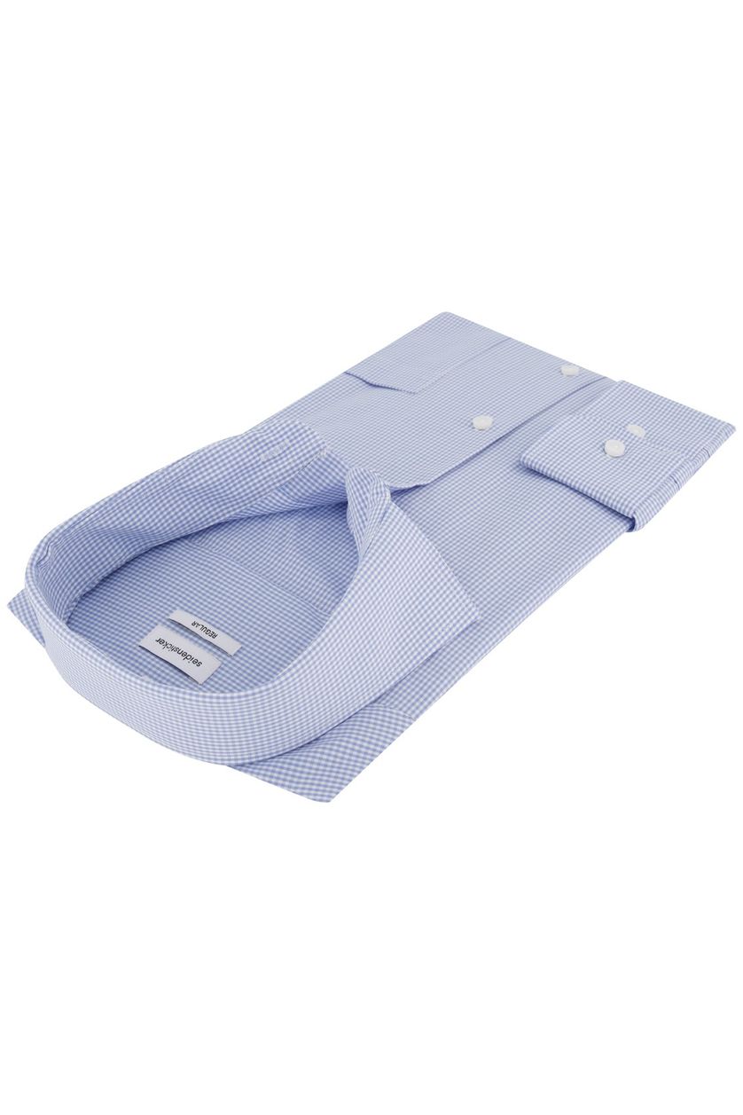 Blauw geruit Seidensticker overhemd Regular Fit