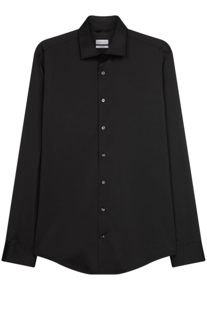 Shaped fit zwart Seidensticker overhemd