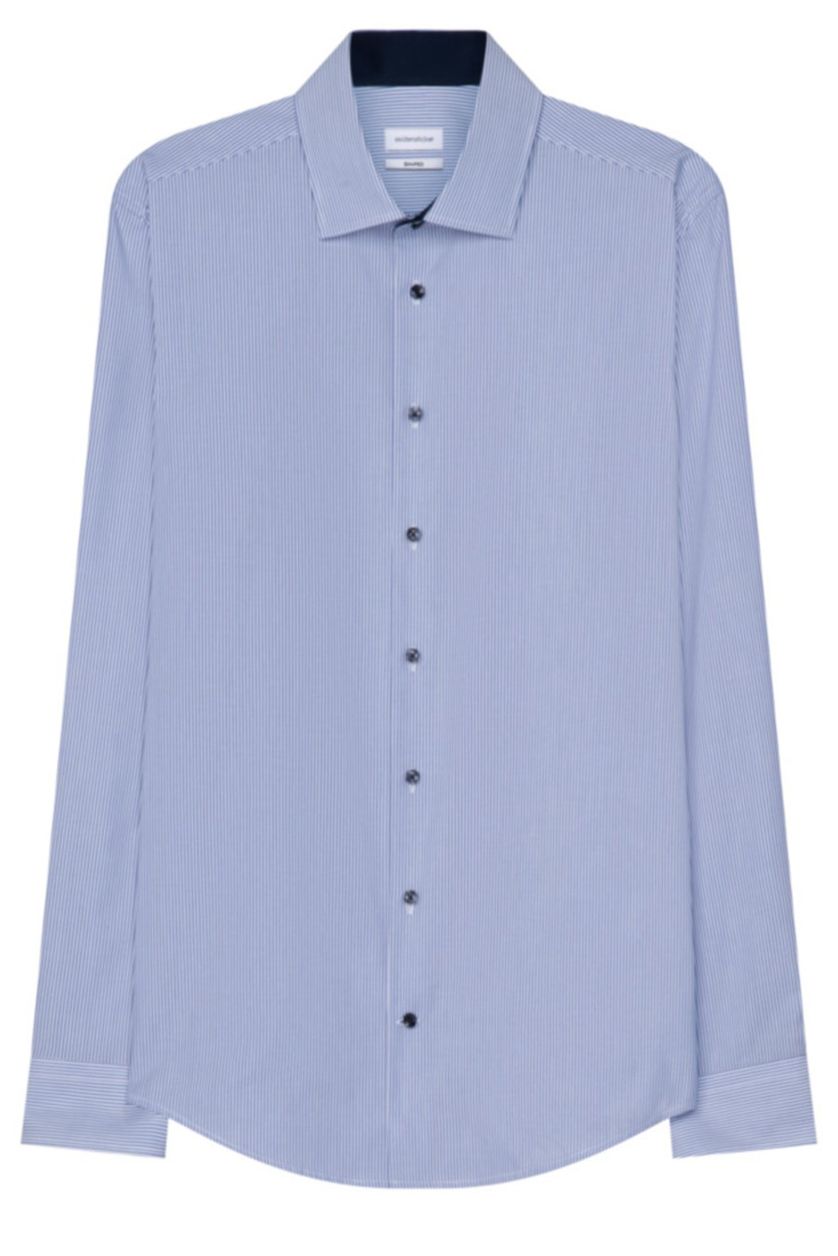 Gestreept Seidensticker overhemd blauw Shaped fit
