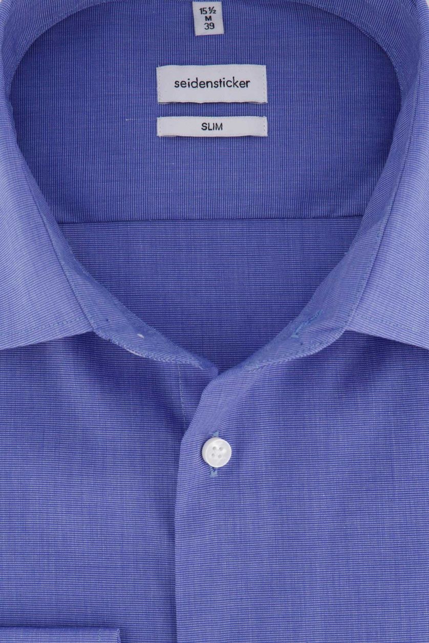Seidensticker overhemd blauw melange Slim Fit
