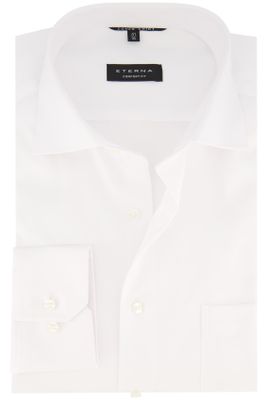 Eterna Eterna overhemd mouwlengte 7 Comfort Fit wijde fit wit effen katoen met borstzak
