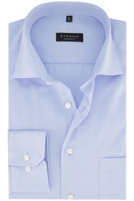 Eterna Eterna overhemd mouwlengte 7 Comfort Fit wijde fit lichtblauw effen 100% katoen strijkvrij