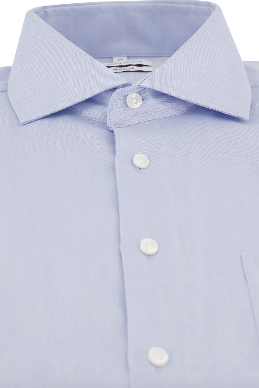 Seidensticker blauw overhemd borstzak normale fit