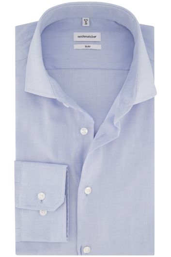 Seidensticker business overhemd  slim fit blauw effen katoen