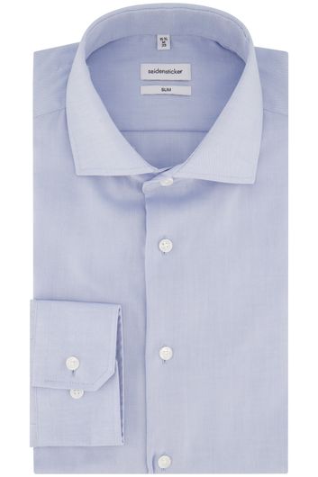 Seidensticker business overhemd  slim fit blauw effen katoen
