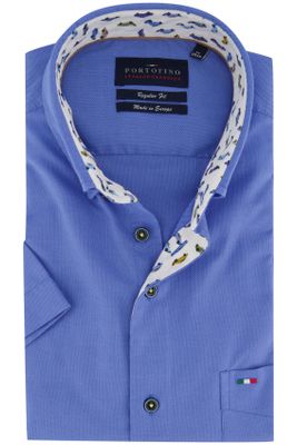 Portofino Portofino Regular Fit overhemd korte mouw blauw