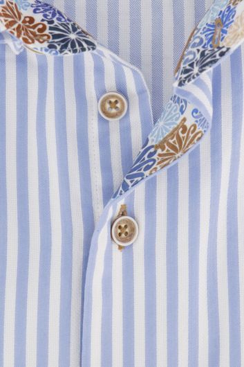 Overhemd Portofino lichtblauwe strepen korte mouw