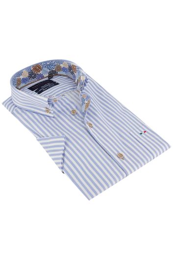 Overhemd Portofino lichtblauwe strepen korte mouw