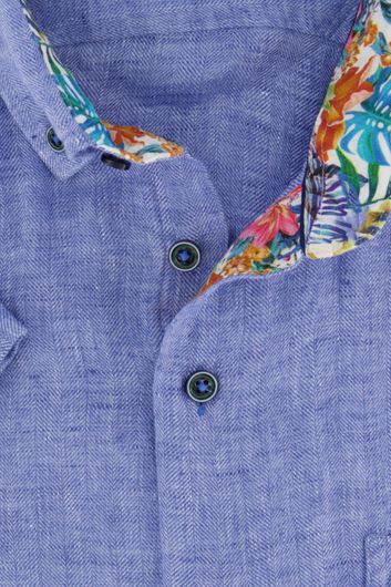 Portofino overhemd Regular Fit blauw korte mouwen