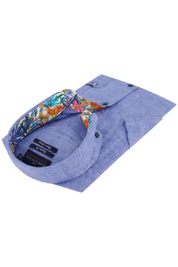 Portofino overhemd Regular Fit blauw korte mouwen