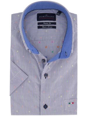 Portofino Portofino Regular Fit overhemd strepen print korte mouw