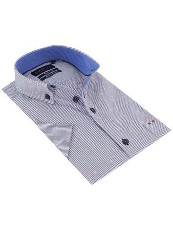 Portofino Regular Fit overhemd strepen print korte mouw