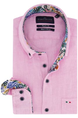 Portofino Roze overhemd Portofino Regular Fit linnen