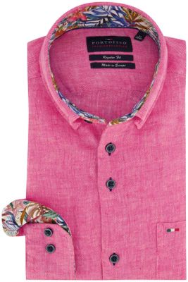 Portofino Portofino linnen overhemd Regular Fit roze