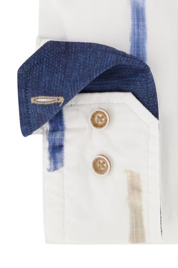 Portofino overhemd ml7 wit blauw geprint Tailored Fit