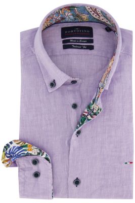 Portofino Portofino overhemd Tailord Fit ml7 gemeleerd paars